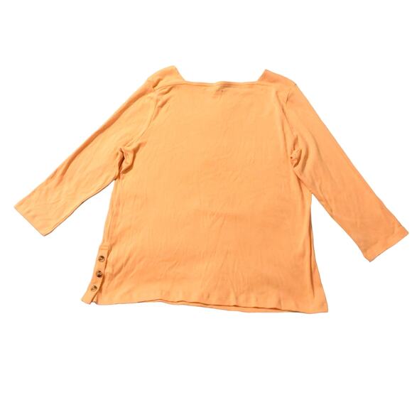 Chico’s Peach Orange Ultimate Tee 2 (Large) Women’s Square Neck 3/4 Sleeve READ - Picture 9 of 14